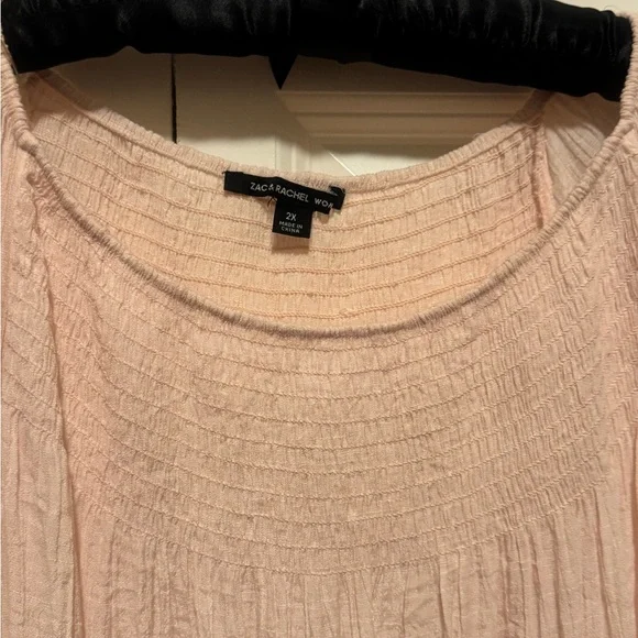 Zac & Rachel Pink Ruffle Sleeve Blouse 2X Boho Plus Size Flowy Top - Picture 2 of 6